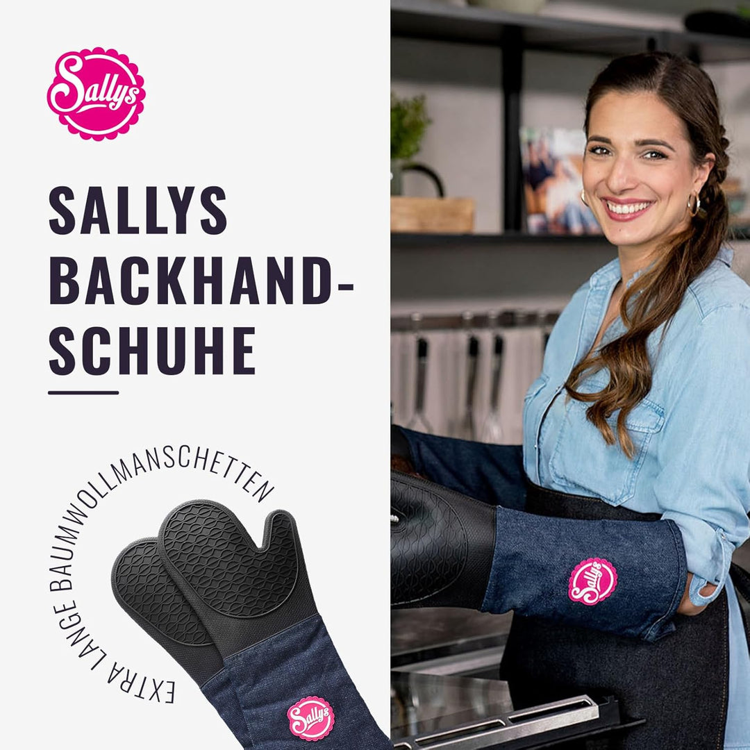 Sallys Premium Backhandschuhe - Hitzebeständige Ofenhandschuhe für sicheres Backen und Kochen bis 23