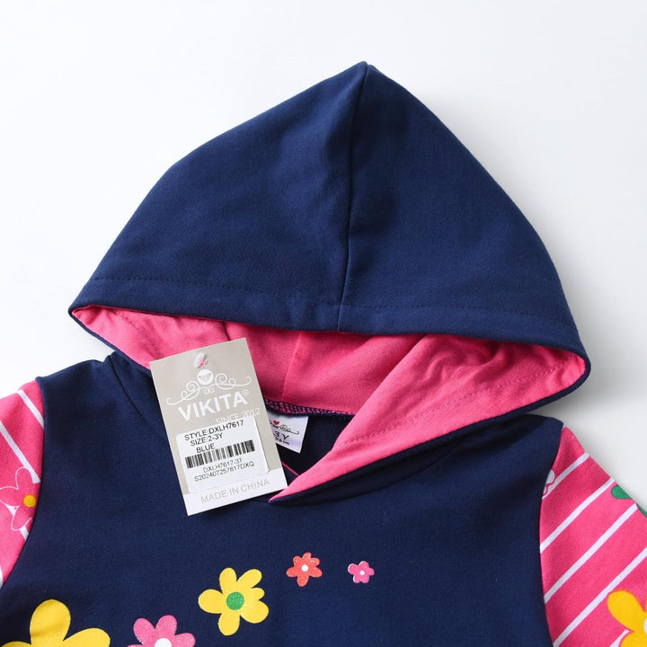 VIKITA Mädchen Kapuzenpullover Kleider Baumwolle Hoodie Herbst Winter Freizeit 2-8 Jahre 4-5 Jahre L