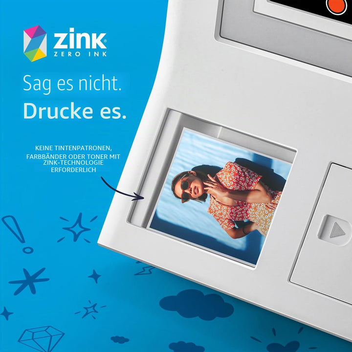 HP Sprocket Fotopapier mit klebender Rückseite, 8,9 x 10,8 cm, kompatibel mit HP Sprocket 50 Stück F