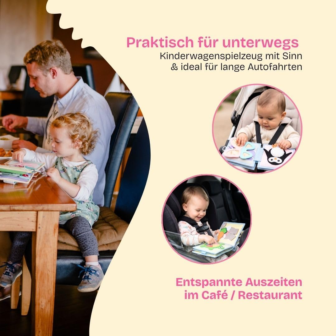 Jolly Designs – Kleine Biene - Mini Quiet Book – Montessori Spielzeug ab 6 Monaten – Motorik & Senso