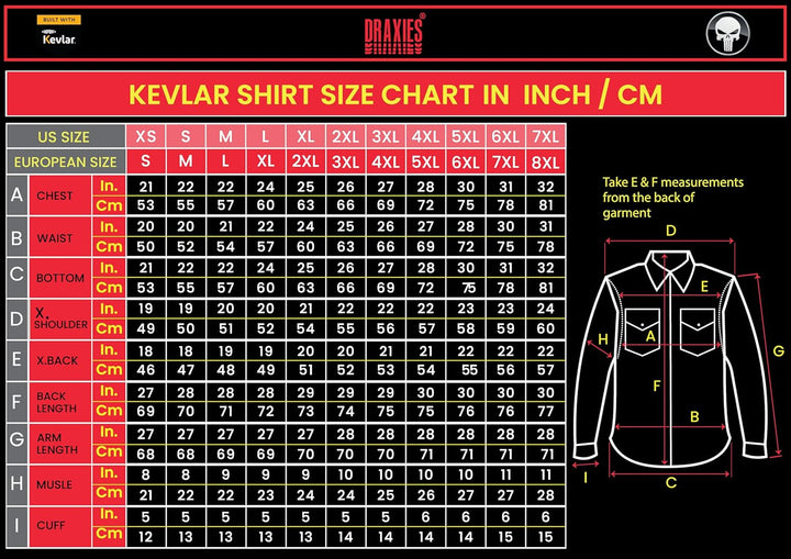 DRAXIES Motorradhemd - Motorradjacke - Offizielles Dupont® Kevlar (Aramid) für Herren mit Protektore