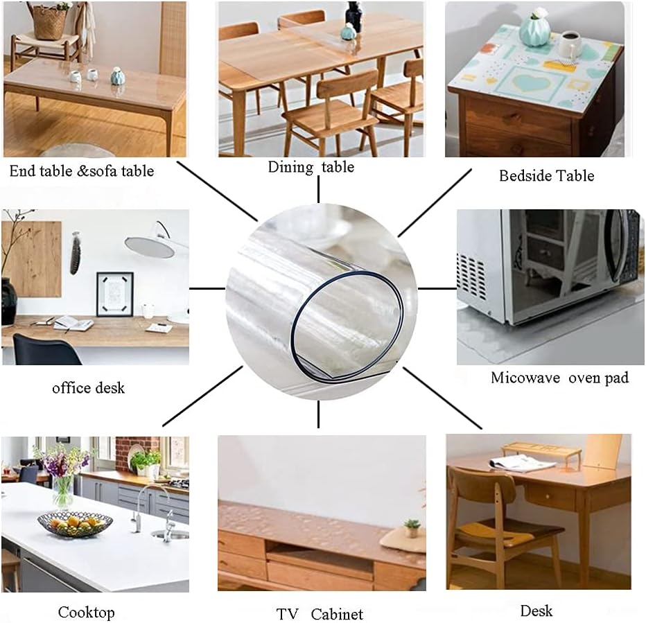 LAVOUP Tischschutz transparent 2 mm PVC abwischbar wasserdicht für Zuhause, Küche 60 x 100 cm, trans