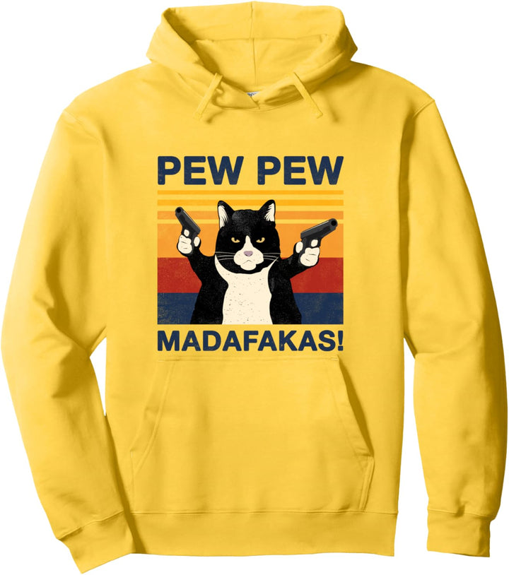 Pew Pew Madafakas Kätzchen Crazy Cat Vintage Lustige Katze Pullover Hoodie