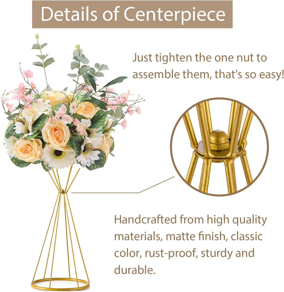 Sziqiqi Blumenständer Gold für Hochzeit: 50cm Hohe Trompete Vase für Tische Hochzeitsempfang Set of