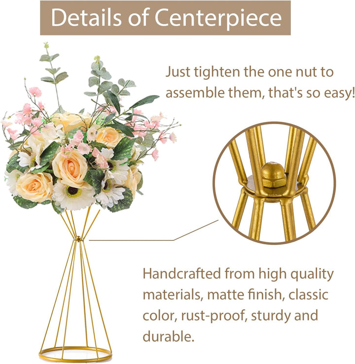 Sziqiqi Blumenständer Gold für Hochzeit: 50cm Hohe Trompete Vase für Tische Hochzeitsempfang Set of