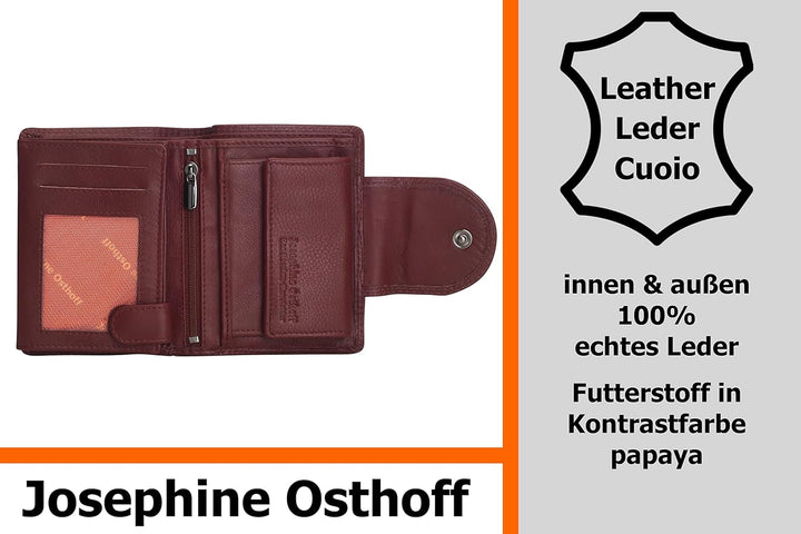 Josephine Osthoff Geldbörse Damen Wiener Schachtel, Platz für 11 Karten, Minibrieftasche mit Münzfac
