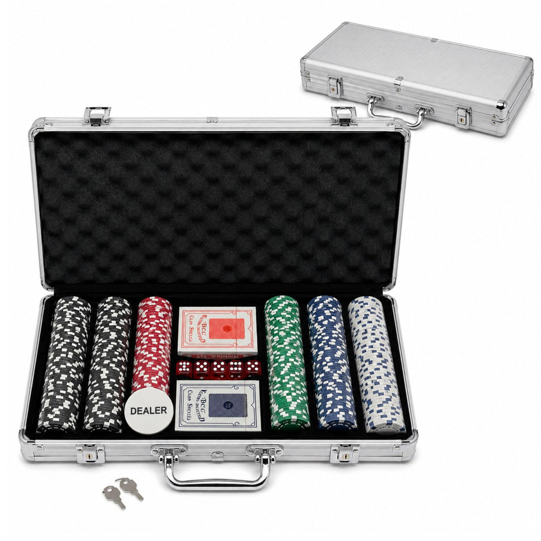 MAGIC SELECT Poker Set Spiel. Pokerset Komplett mit Metallkoffer 300 Pokerchips, 2 Kartendecks, 5 Wü
