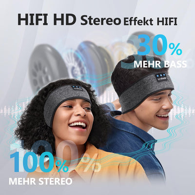 LC-dolida Schlafkopfhörer Bluetooth 5.4, Schlaf Stirnband Kopfhörer Headband Schlafmaske, Sportskopf