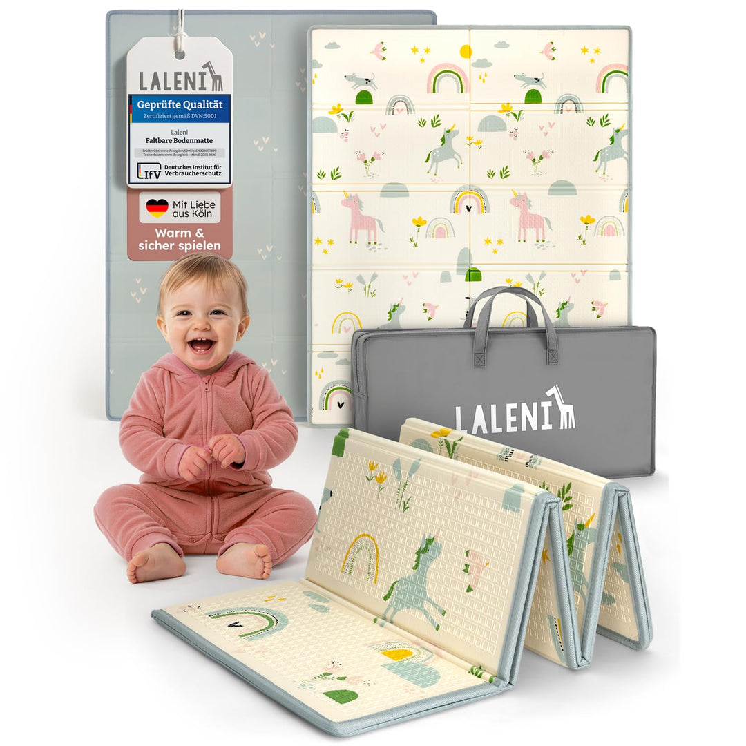 Laleni Krabbelmatte Baby 180x200x1 cm - wasserdichte Spielmatte Baby faltbar - isolierende Bodenmatt