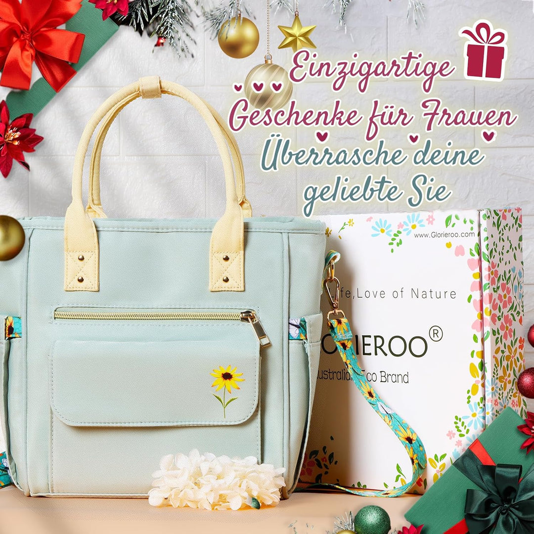 Hihealer Deluxe Lunch Tasche Damen mit Seltenem Blumenmuster - Grosse Auslaufsichere Isolierte Kühlt