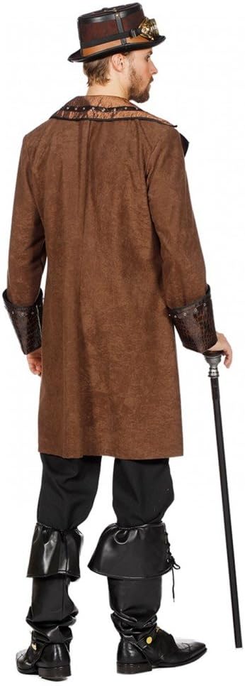 shoperama Brauner Steampunk Herren Mantel mit Schlangenmuster und gestreifte Weste Kostüm Jacke vikt