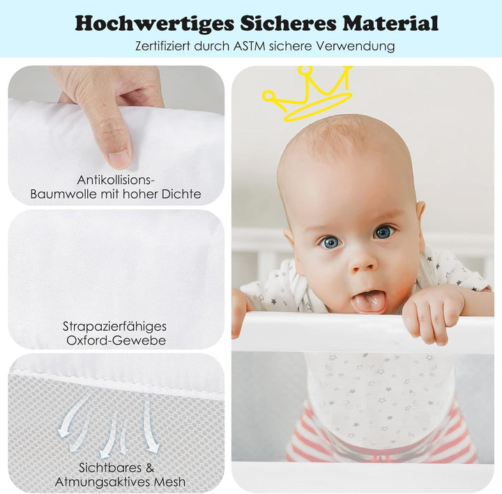 GOPLUS Bettgitter, Klappbarer & Tragbarer Bettschutzgitter für Babys unter 3 Jahren, Babybettgitter