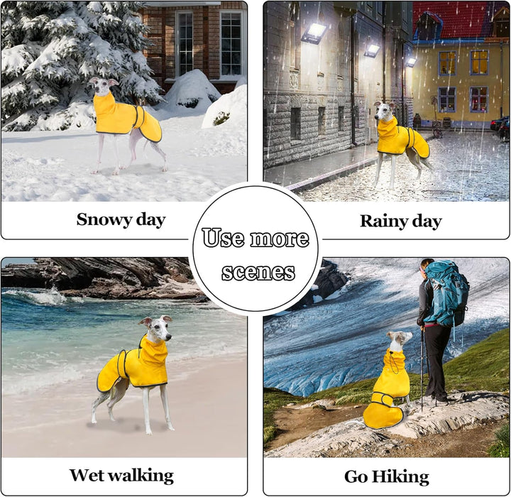 Geyecete Windhund Leicht Hundejacke Regenjacke, Hunderegenmantel Wasserdicht Verstellbar Windhundeja