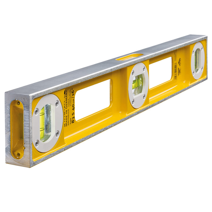 Stabila Wasserwaage Type 83 S, 40 cm, extrem robustes Alu-Druckgussprofil, 1 Horizontal-Libelle, 2 V