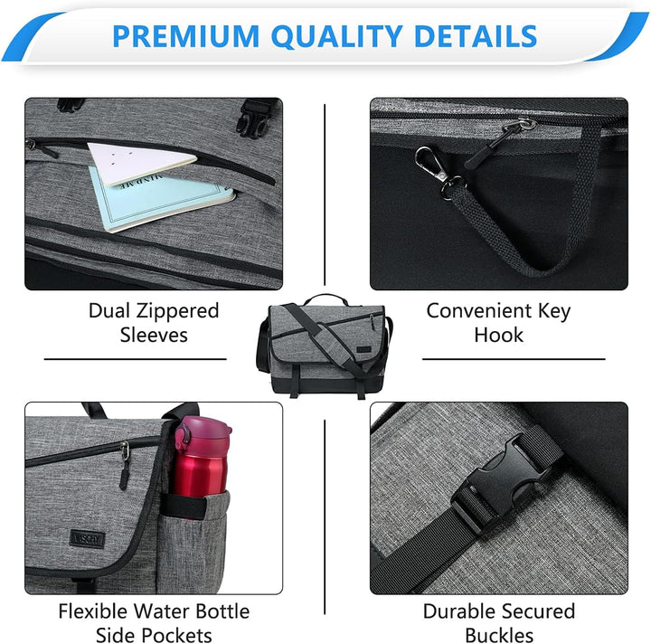 VASCHY Umhängetaschen Herren, Wasserabweisend 17 Zoll Laptop Schultertasche Laptoptaschen mit Gepols