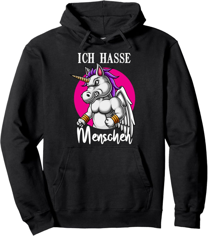 Ich hasse Menschen Unicorn Einhorn Sarkasmus Pullover Hoodie