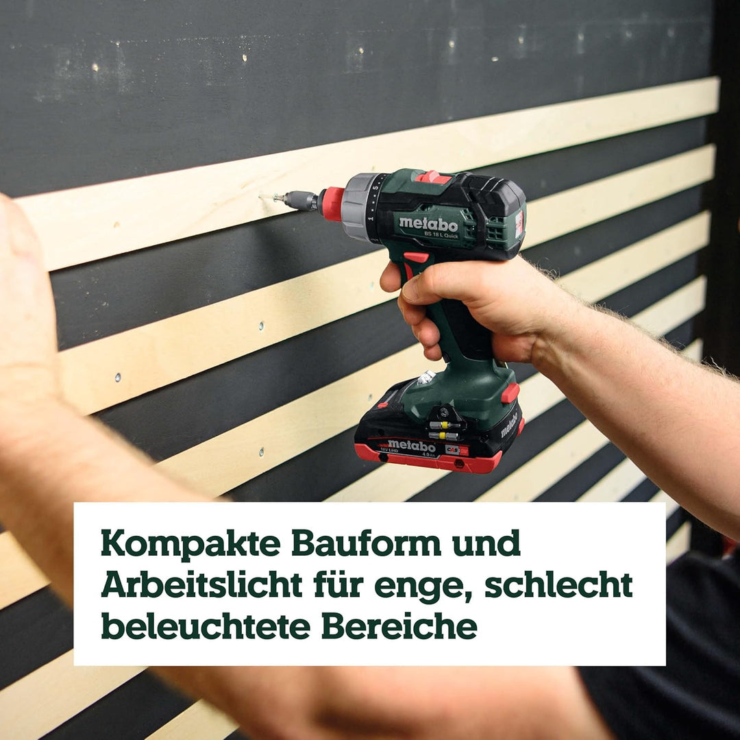 metabo Akku-Bohrschrauber BS 18 L Quick - 18V, 60Nm Drehmoment - Überlastschutz, kompakt & leistungs