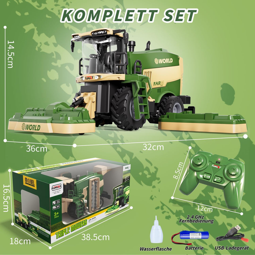 PENGBU RC Mähwerk Spielzeug, Ferngesteuerter Mähdrescher Ferngesteuert Kinder Rasenmäher, 2.4 GHz Fe
