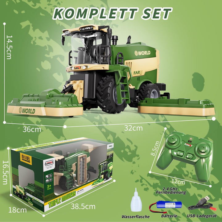 PENGBU RC Mähwerk Spielzeug, Ferngesteuerter Mähdrescher Ferngesteuert Kinder Rasenmäher, 2.4 GHz Fe