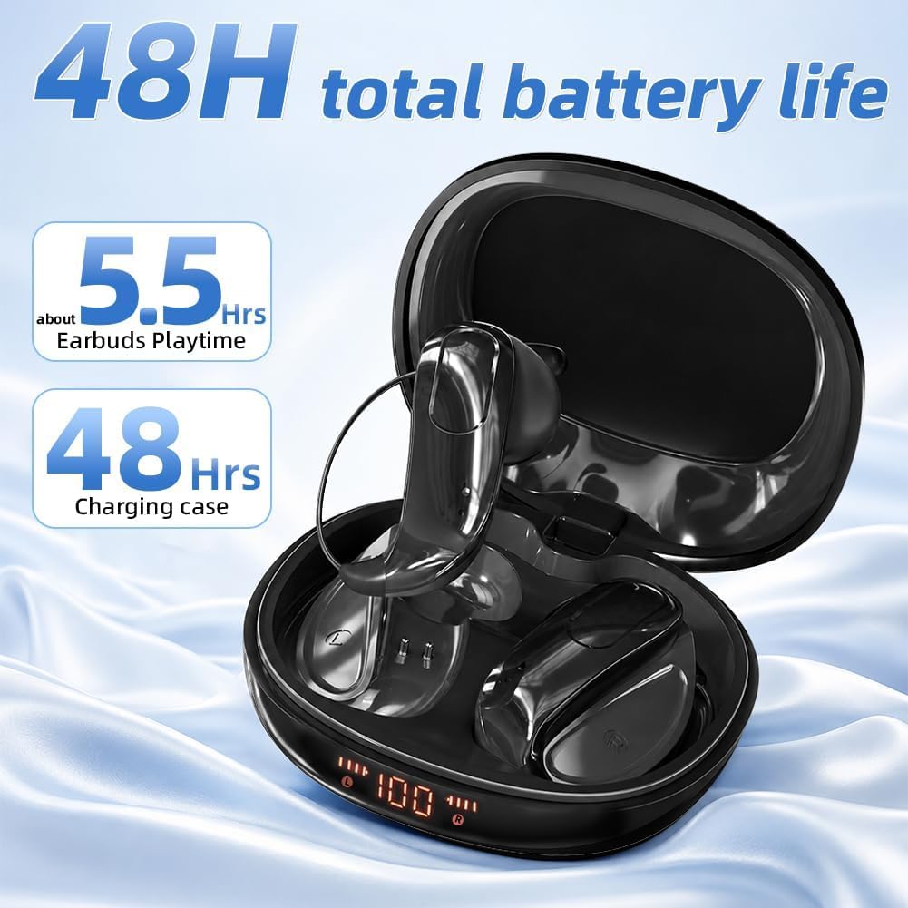 Bluetooth 6.0 Open-Ear Kopfhörer mit stabilem Sitz, 13mm Bass-Treiber, ENC Rauschunterdrückung, IPX5
