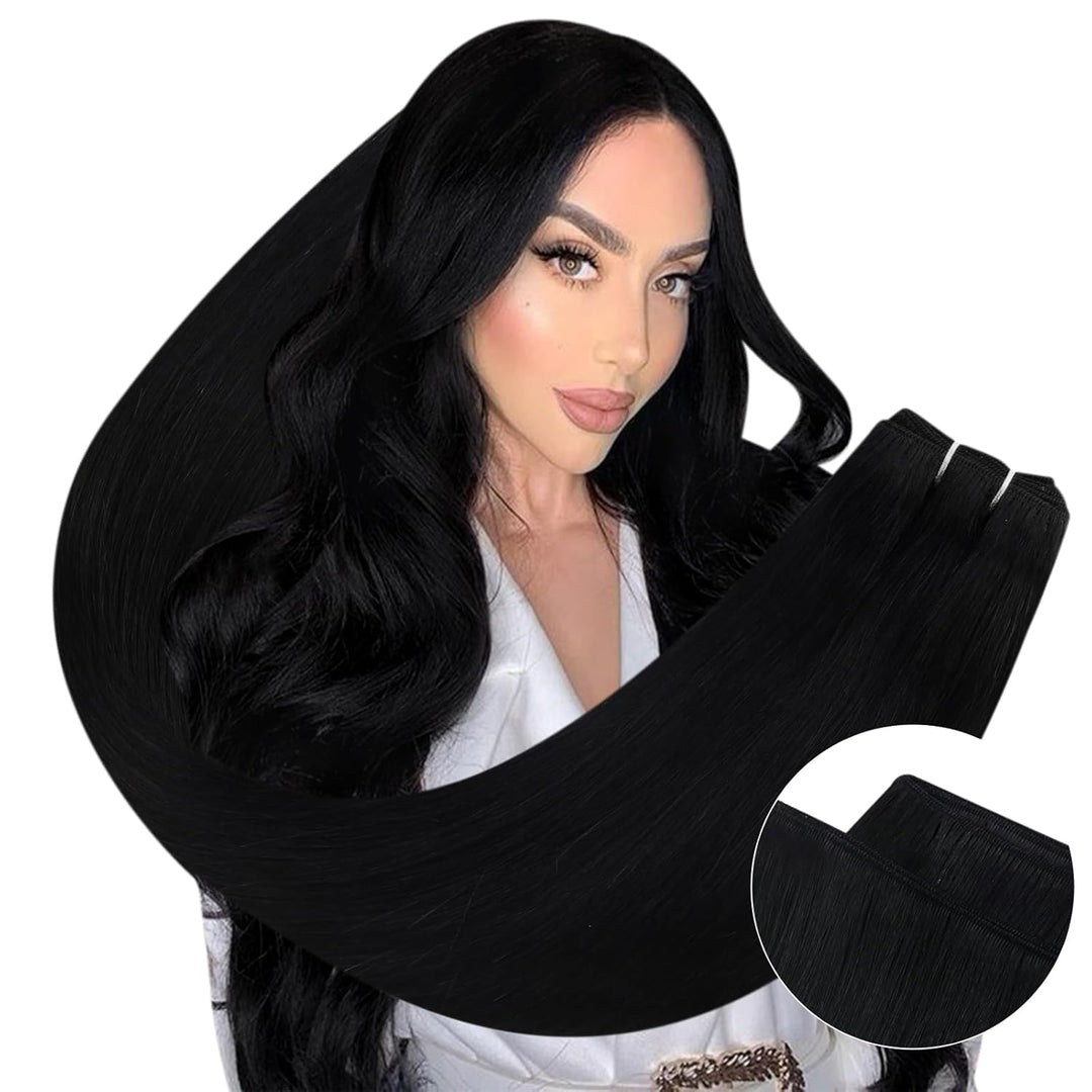 Ugeat Tressen Extensions Echthaar Schwarz #1 Lang Hair Bundles Echthaar Haartressen Extensions Echth