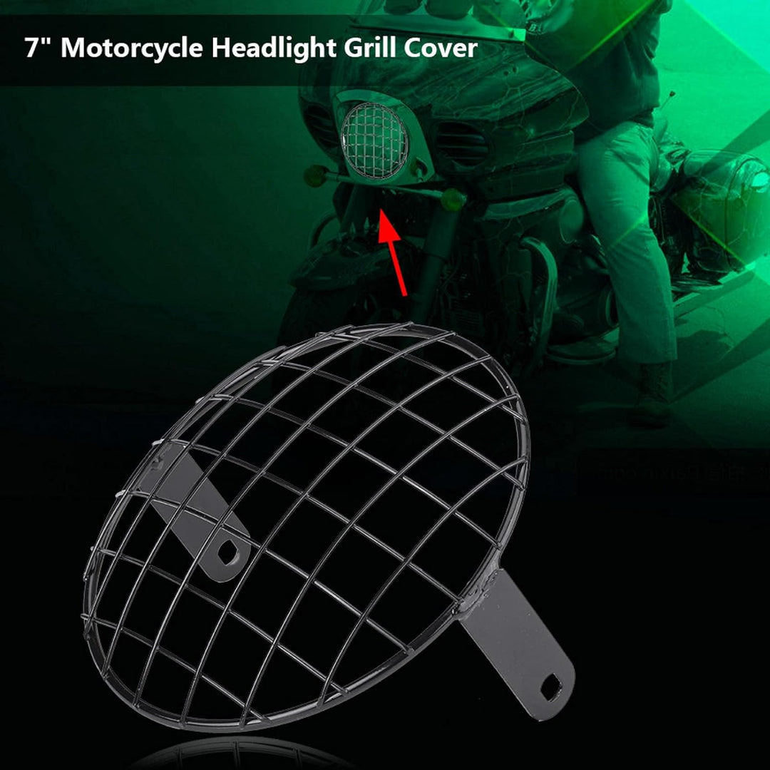 Motorrad Scheinwerfer Lampenabdeckung, 7 "Motorrad modifizierter Gitter Lampenschirm, Universal Moto