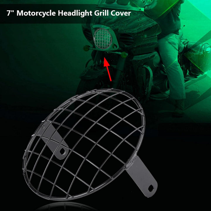 Motorrad Scheinwerfer Lampenabdeckung, 7 "Motorrad modifizierter Gitter Lampenschirm, Universal Moto