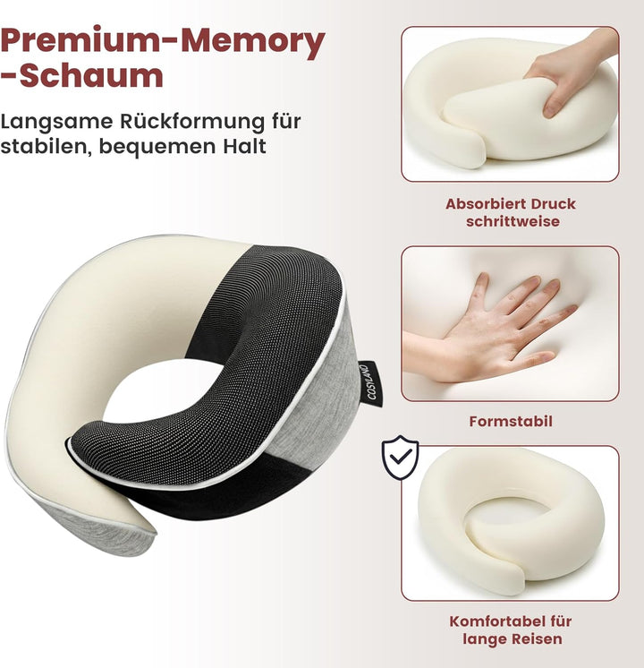 COSYLAND Nackenkissen Flugzeug & Auto - 360° Support Memory Foam Reisekissen Verstellbar - Ergonomis