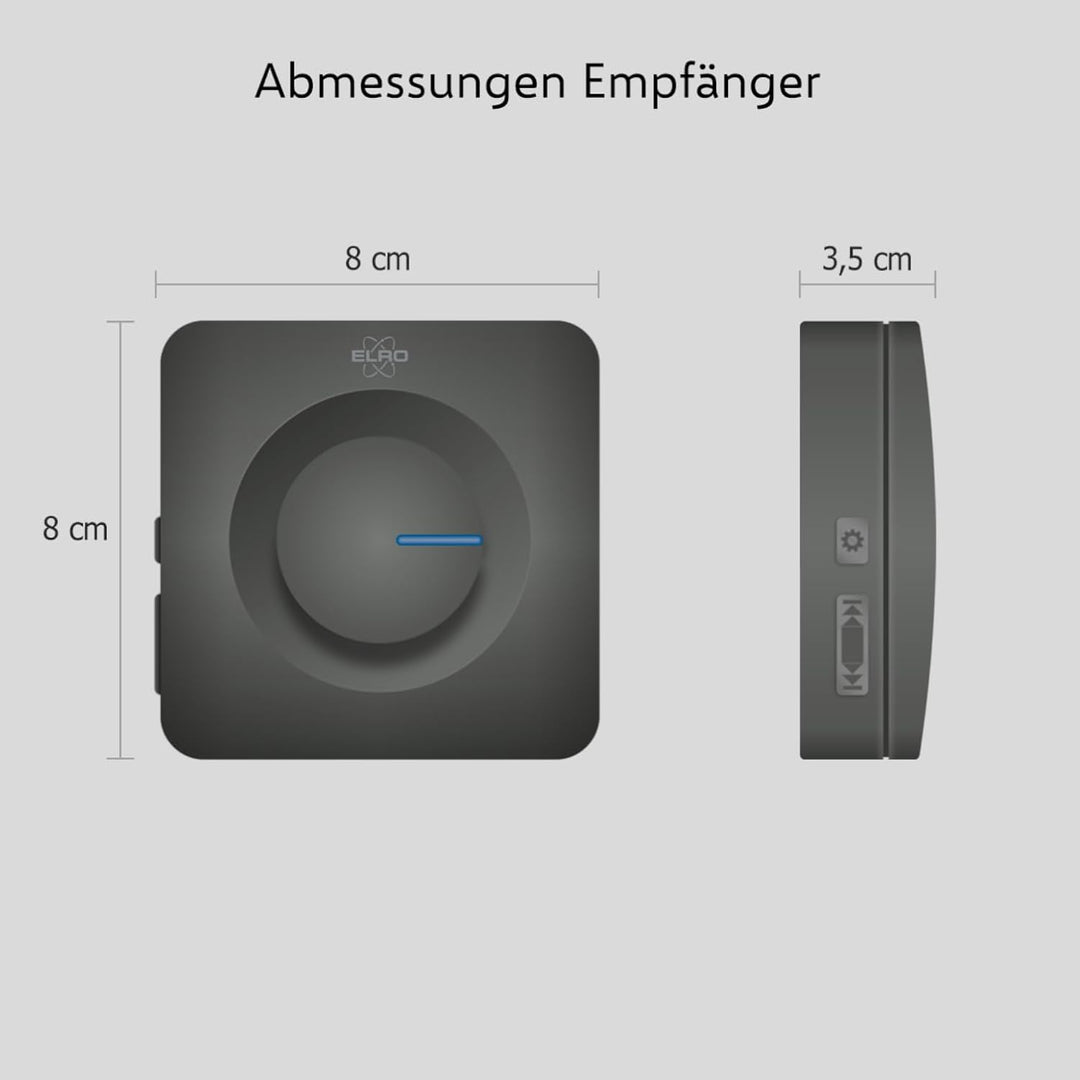 ELRO DB3000-P1C1B Funk Türklingel Set Tragbare Empfänger mit Batterie-Wasserdicht, 100m Reichweite,
