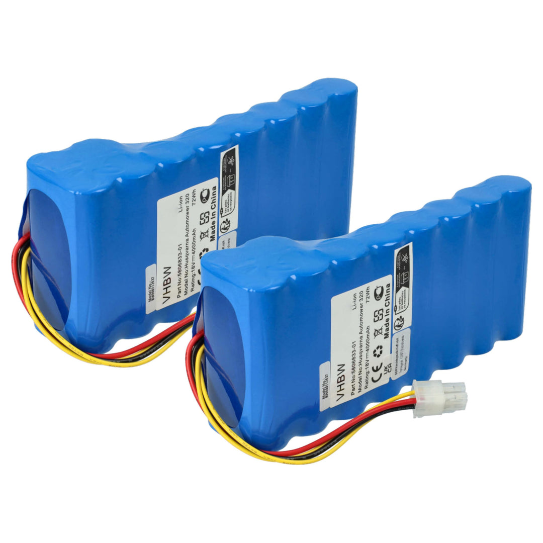 vhbw 2X Akku kompatibel mit Husqvarna Automower 320 Rasenmäher (4000mAh 18V Li-Ion)
