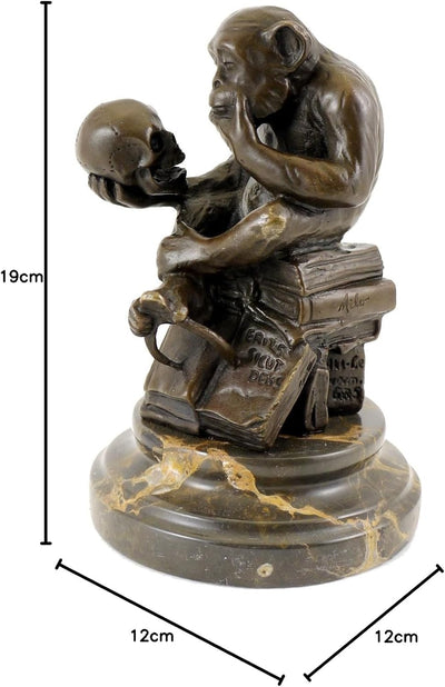Wolfgang Hugo Rheinhold - Skulptur AFFE mit Schädel in Bronze - signiert Milo - Kunst Kaufen - Skulp