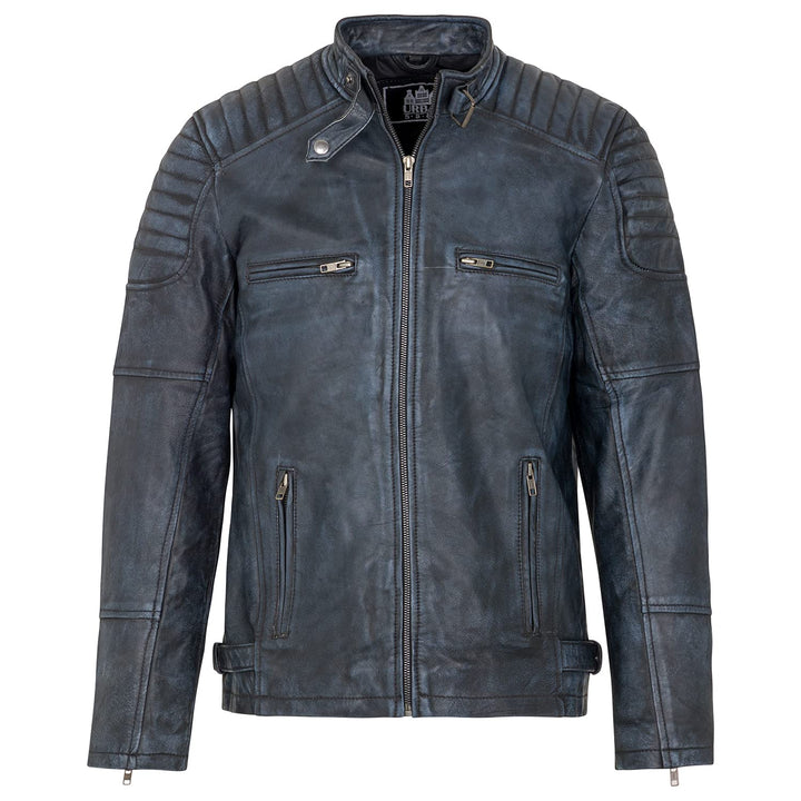 URBAN 5884 Herren Ralf, Lederjacke Echtleder Weich und Strapazierfähig, Denim