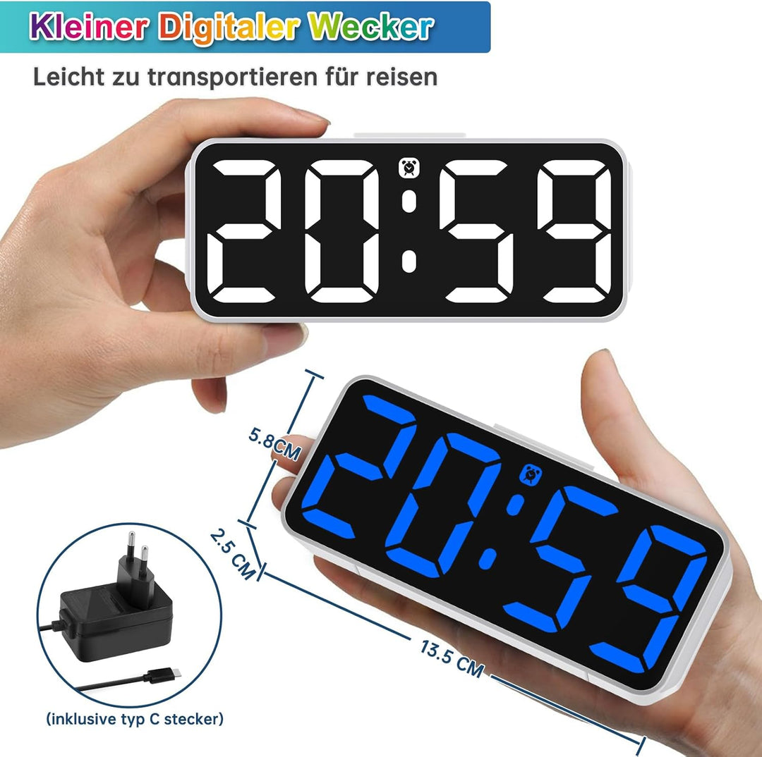 Eachui Wecker Digital RGB Farbiger wecker für Kinder Ohne Ticken Kleiner Uhr Einstellbare Lautstärke