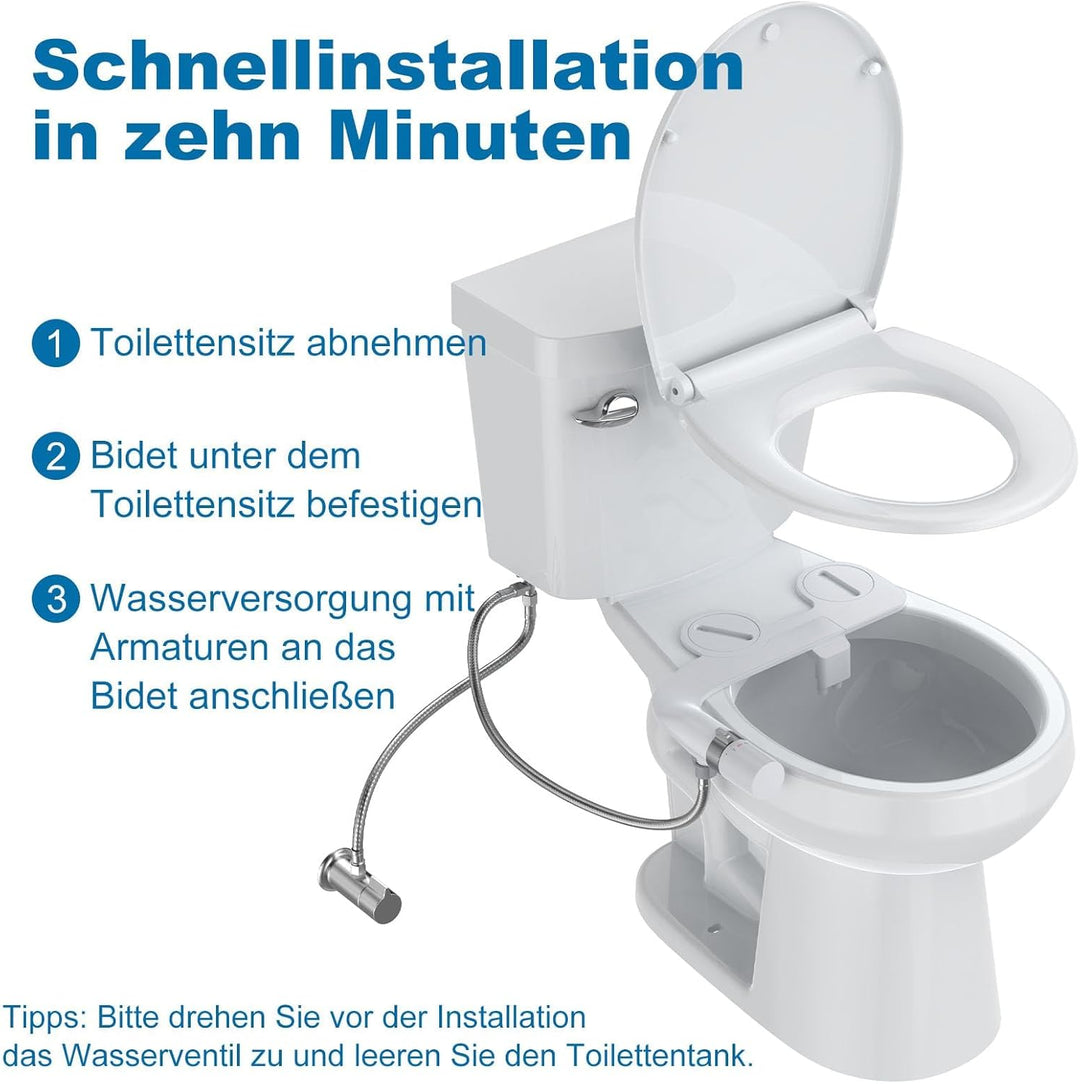 Garvee Bidet Aufsatz für Toilette, nicht elektrisch – Einziehbare selbstreinigende Doppeldüsen, Fron