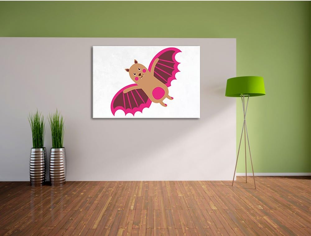 Niedliche Fledermaus weiss, Format: 100x70 auf Leinwand, XXL riesige Bilder fertig gerahmt mit Keilr