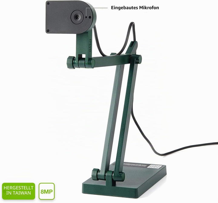 IPEVO V4K Ultra High Definition 8MP USB-Dokumentenkamera - Mac OS, Windows, Chromebook, Zoom, Micros