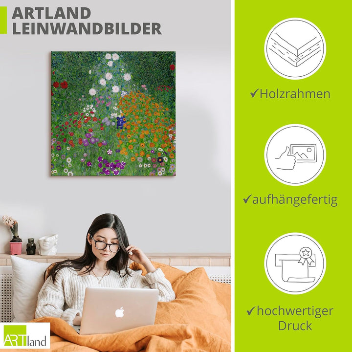 ARTland Leinwandbild Wandbild Bild auf Leinwand 50x50 cm Wanddeko Garten Pflanzen Blumen Farbe Frühl