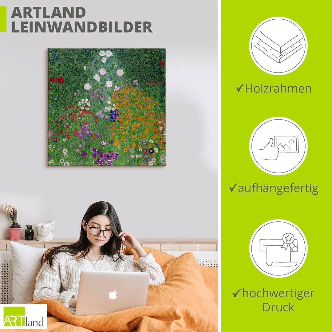 ARTland Leinwandbild Wandbild Bild auf Leinwand 50x50 cm Wanddeko Garten Pflanzen Blumen Farbe Frühl