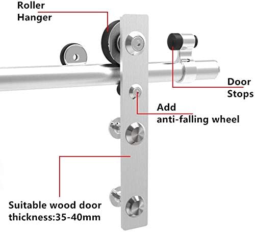 WOLFBIRD Schiebetürbeschläge Edelstahl 200cm Schiebeschiene Komplettes Rollschienenset Heavy Duty St