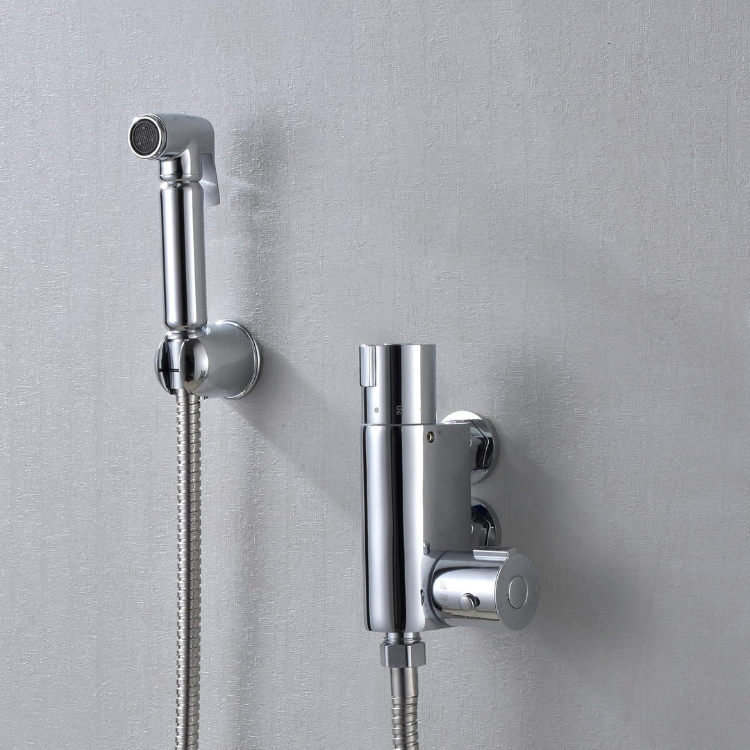 Thermostatdusche aus Chrom-Messing, All-in-One-Set | Muslimisches Bidet Shattaf Duschkopf | Hygiene
