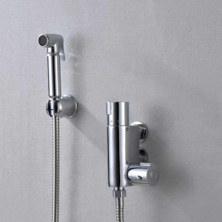 Thermostatdusche aus Chrom-Messing, All-in-One-Set | Muslimisches Bidet Shattaf Duschkopf | Hygiene
