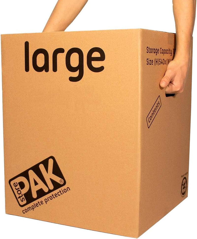 StorePAK Grosse Aufbewahrungskartons, Archivkisten mit Griffen, 116 Liter, 100 % recycelbar, 55 x 46