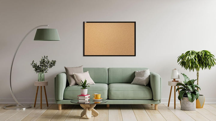 ALLboards Pinnwand mit Schwarzer Holz Rahmen 60x40cm Korktafel Korkwand Pinnwand Kork Farbiger Natur