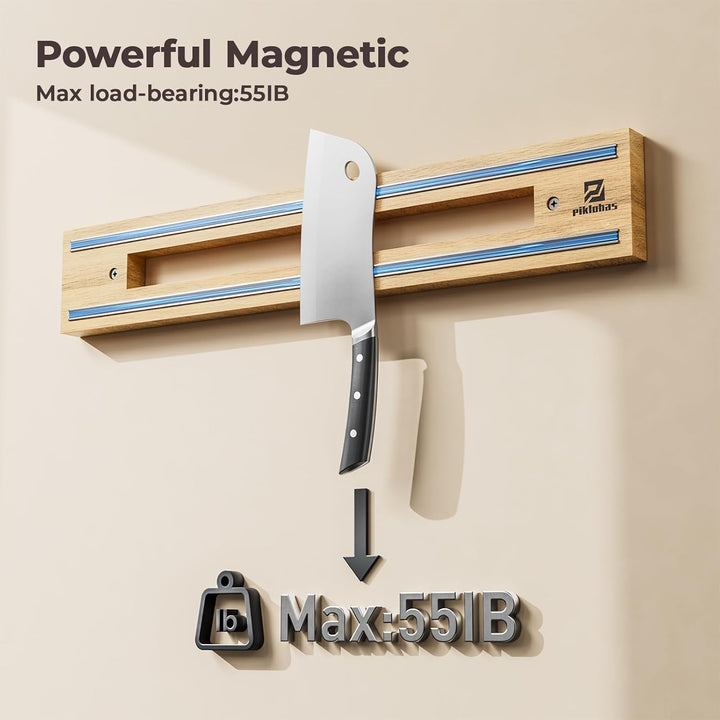 42cm Magnetleiste Messer mit Extra Starkem Magnet, Messerhalter Magnetisch Holz für Utensilien und W