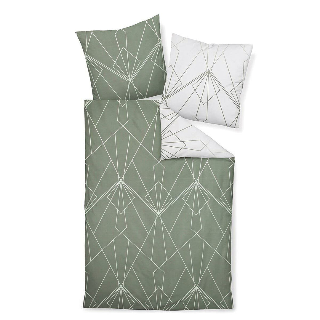 Janine Mako-Satin-Bettwäsche J.D. 155x200 cm + 80x80 cm salbeigrün-Jade, 155x200 cm