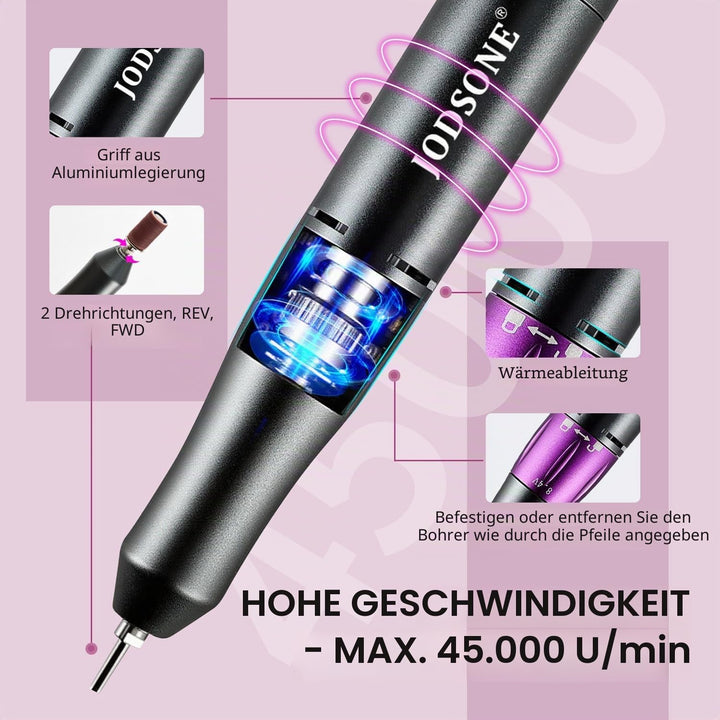 JODSONE Professioneller Nagelbohrer, 45000 U/min, wiederaufladbare Nagelfeile für Nagelgelentfernung