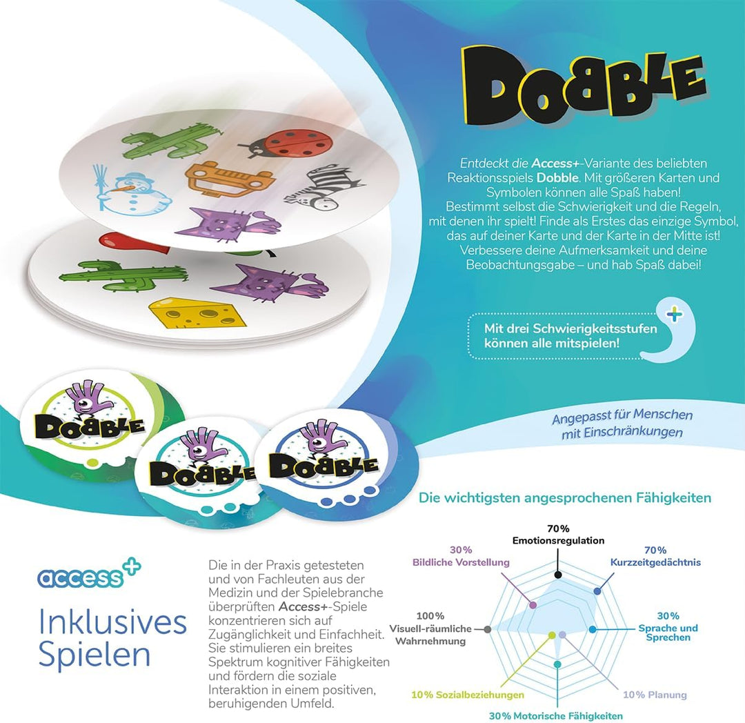Access+, Dobble Access+, Familienspiel, Kartenspiel, 1-4 Spieler, Ab 6+ Jahren, 10 Minuten, Deutsch,