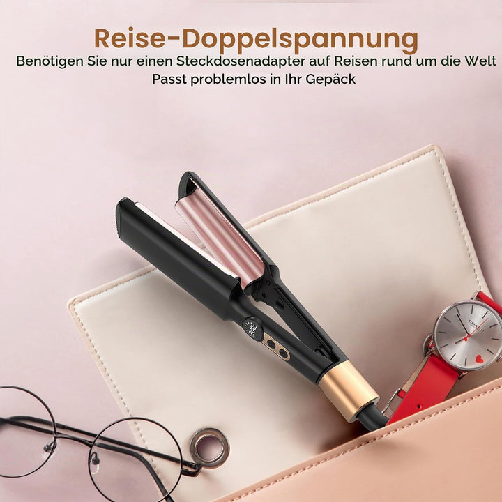 UKLISS Welleneisen, Pro Mini Welleneisen für Haare, LCD-Anzeige [120-210℃], Leichter Mermaid Hair Wa