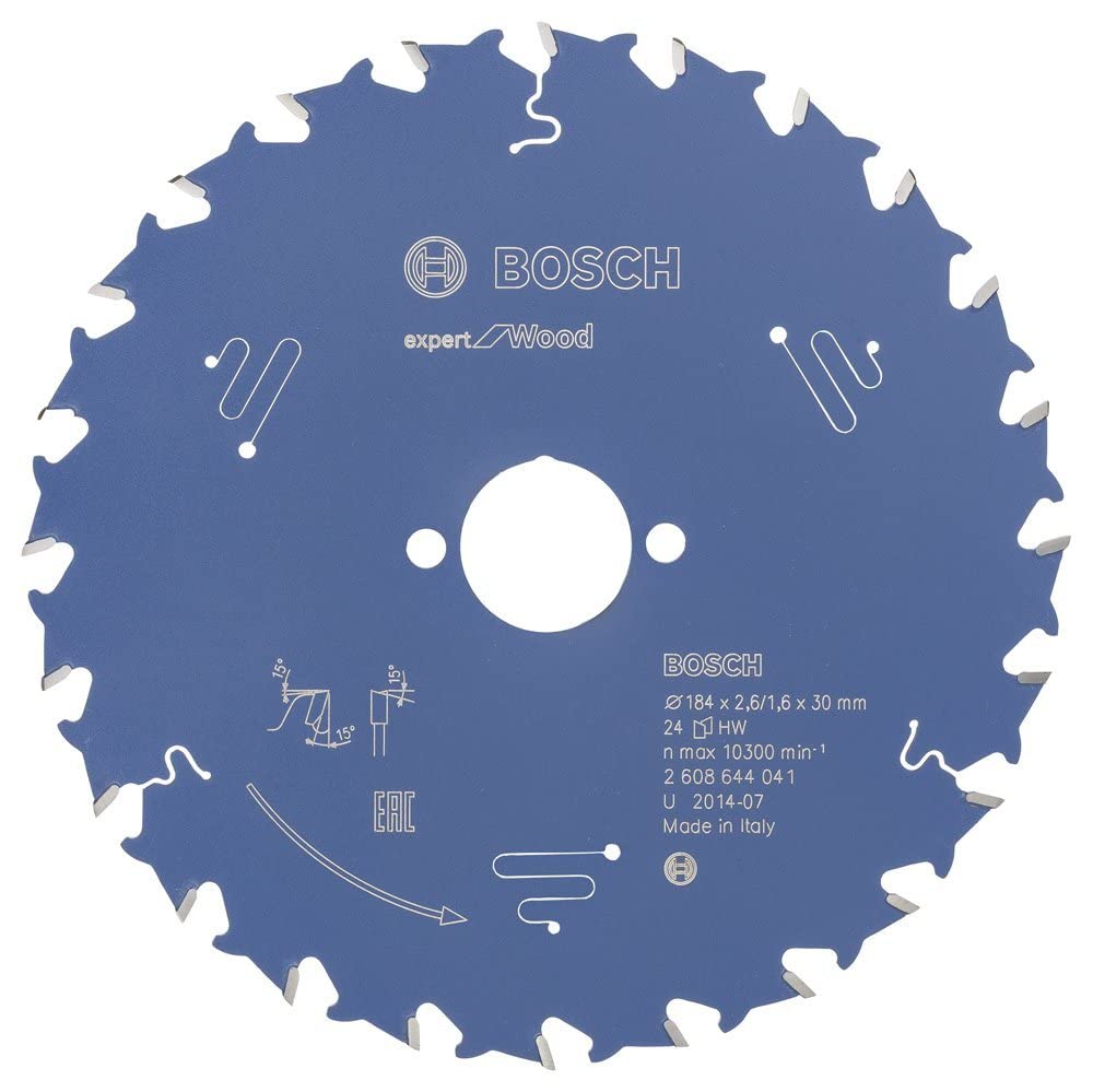 Bosch Professional 1x Kreissägeblatt Expert for Wood (Holz, Sägeblatt Ø 184 x 30 x 2,6 mm, 24 Zähne,