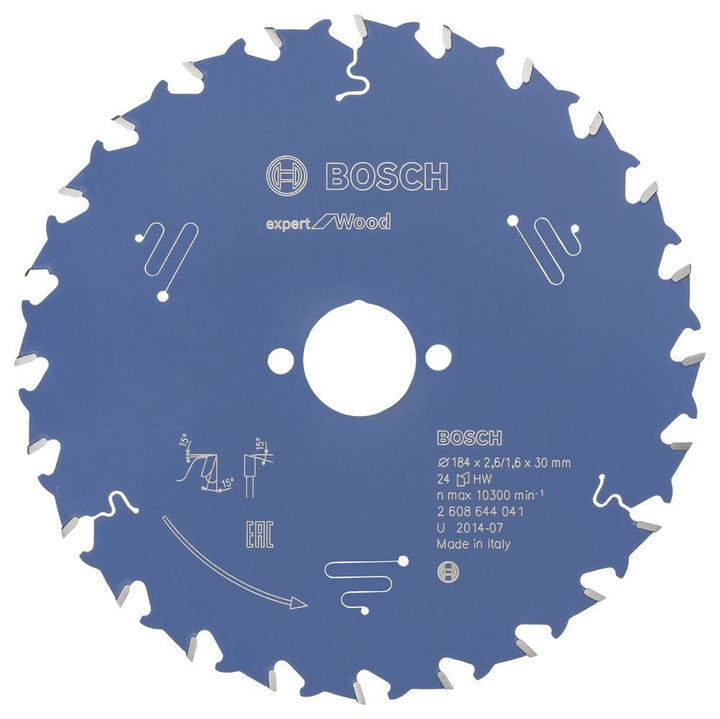 Bosch Professional 1x Kreissägeblatt Expert for Wood (Holz, Sägeblatt Ø 184 x 30 x 2,6 mm, 24 Zähne,